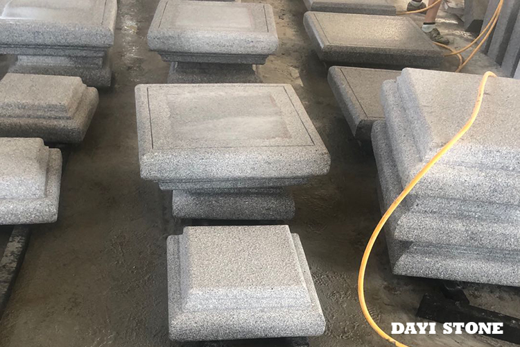 G633 Light Grey Granite Stone Roundsided pier caps Bushhammered